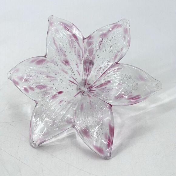 Set of 4 Vintage Murano Blown Glass Flowers Red Green Blue - Picture 15 of 16